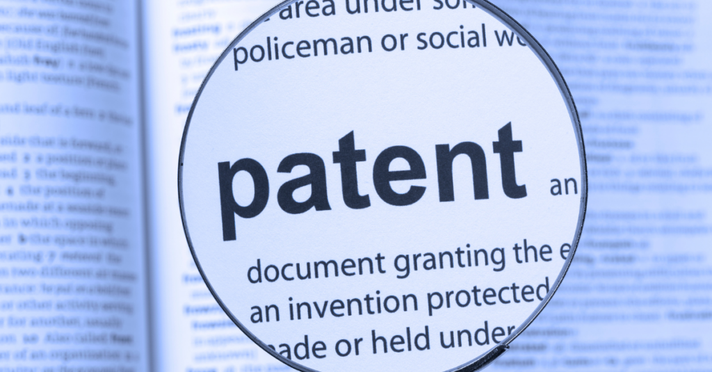 Patent word being magnified